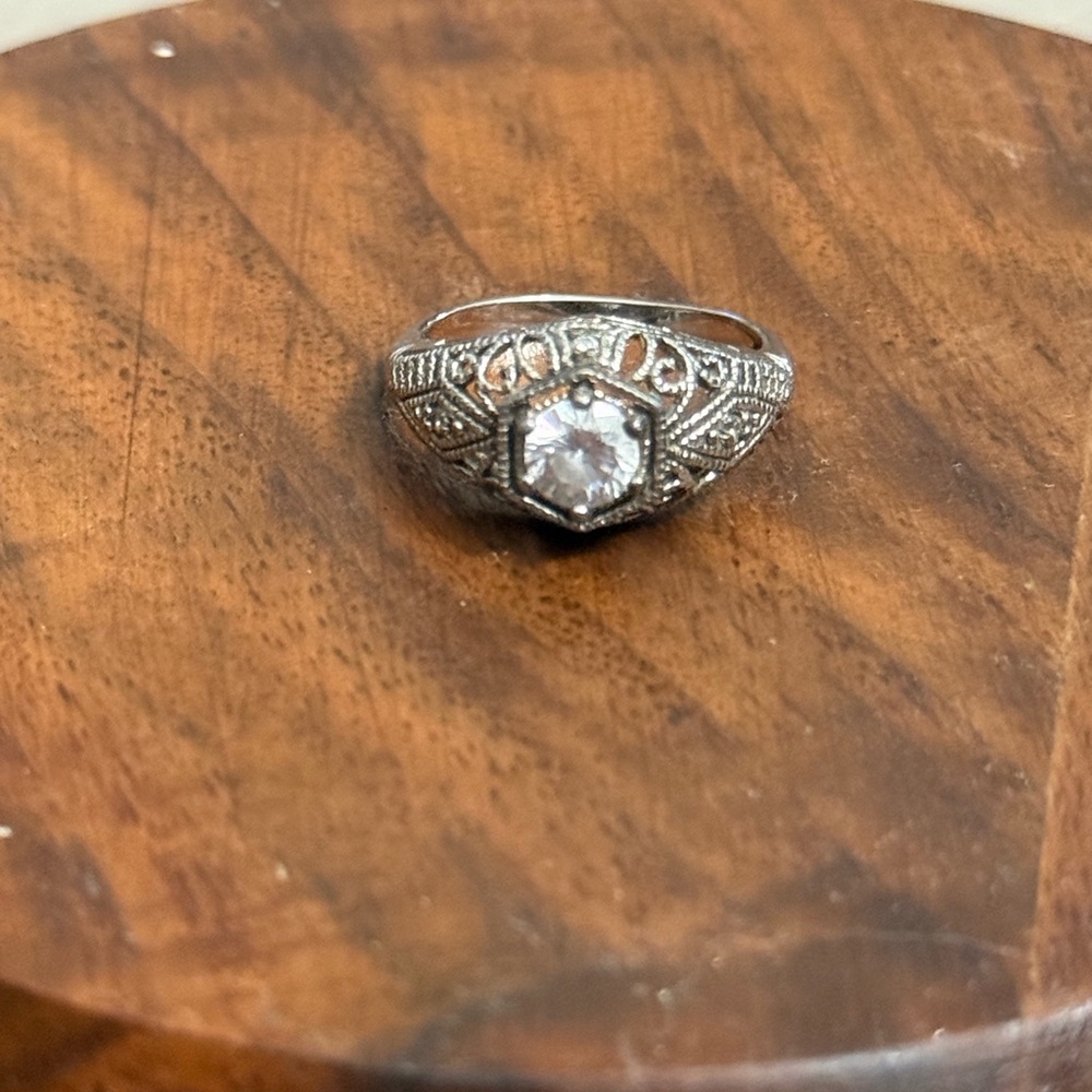 Silver Ring with Clear Gemstone